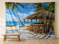 Tropical beach bar photography backdrop scene 1