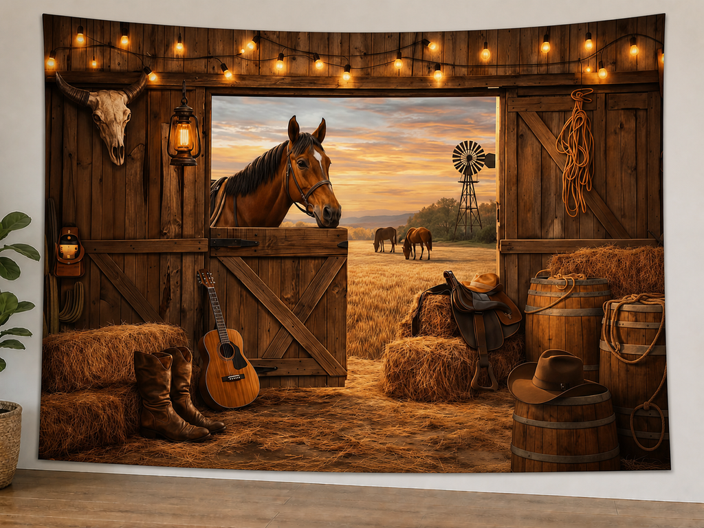 Western Barn Horse Backdrop styled scene 1