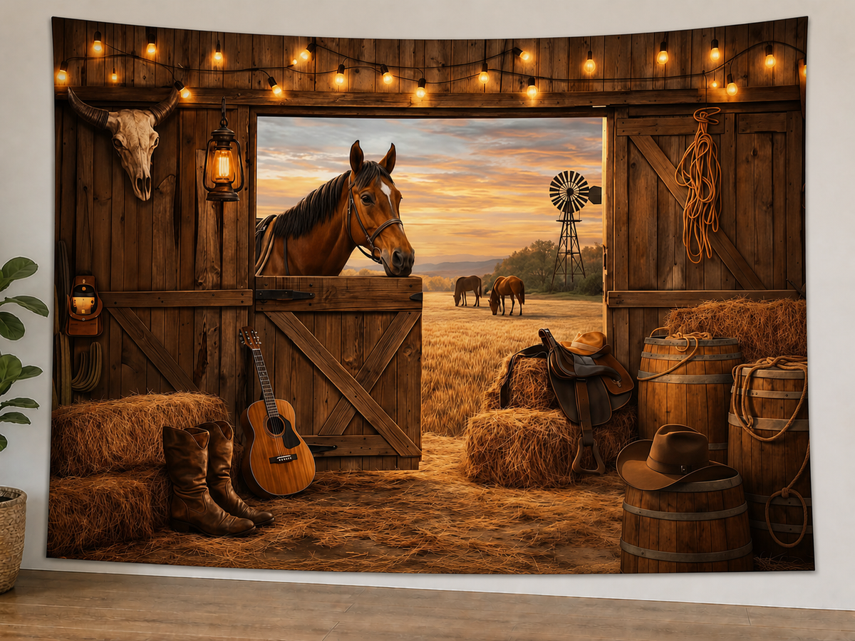 Western Barn Horse Backdrop styled scene 1