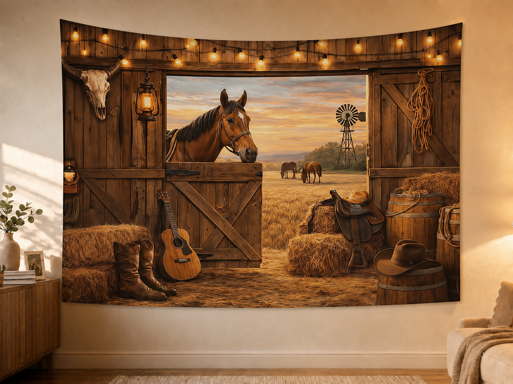 Western Barn Horse Backdrop styled scene 2