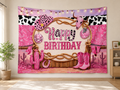 Pink Cowgirl Happy Birthday Backdrop indoor application scene