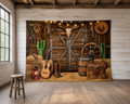 Western Cowboy Barn and Cactus Backdrop scene 1