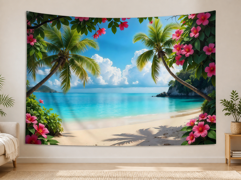 Tropical Flower Beach Backdrop indoor application scene