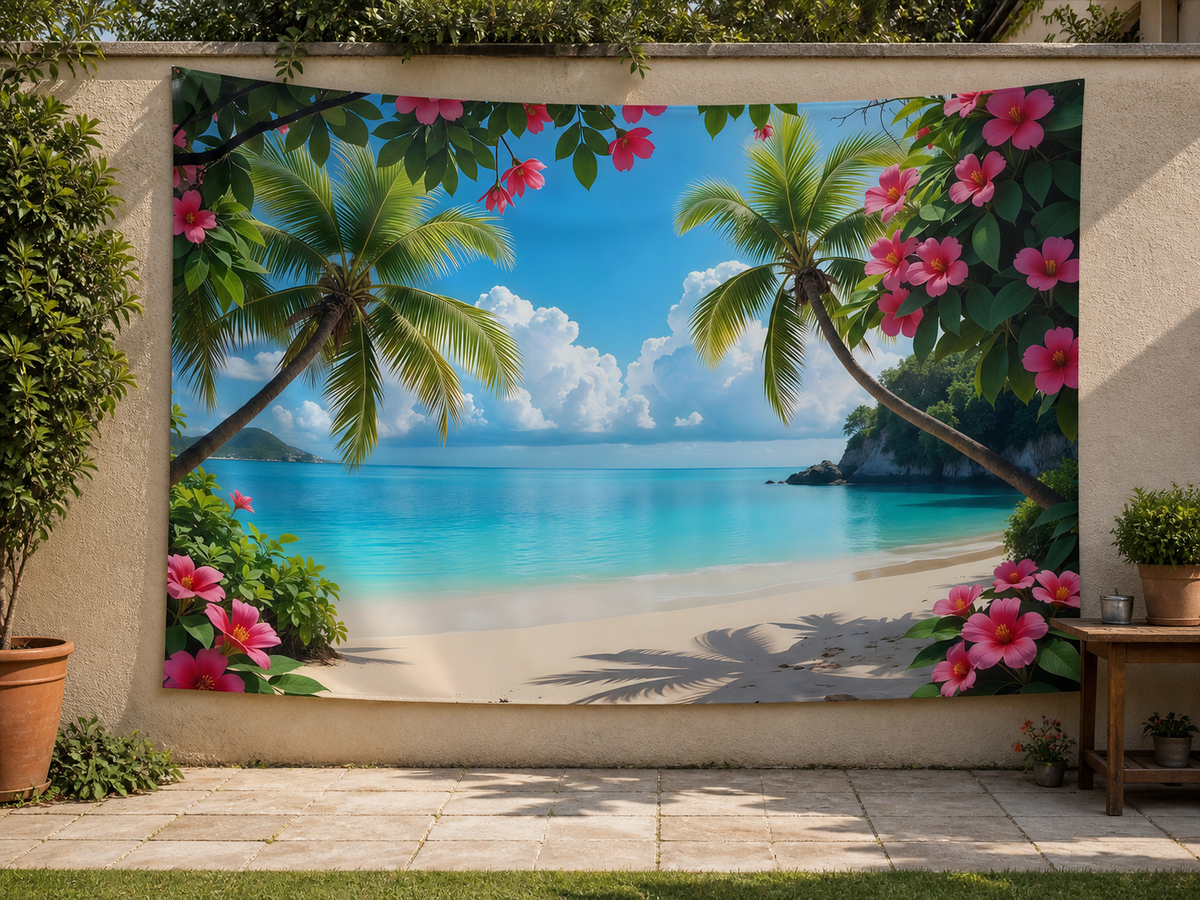 Tropical Flower Beach Backdrop garden application scene