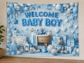 Blue Baby Boy Birthday Backdrop styled scene 1