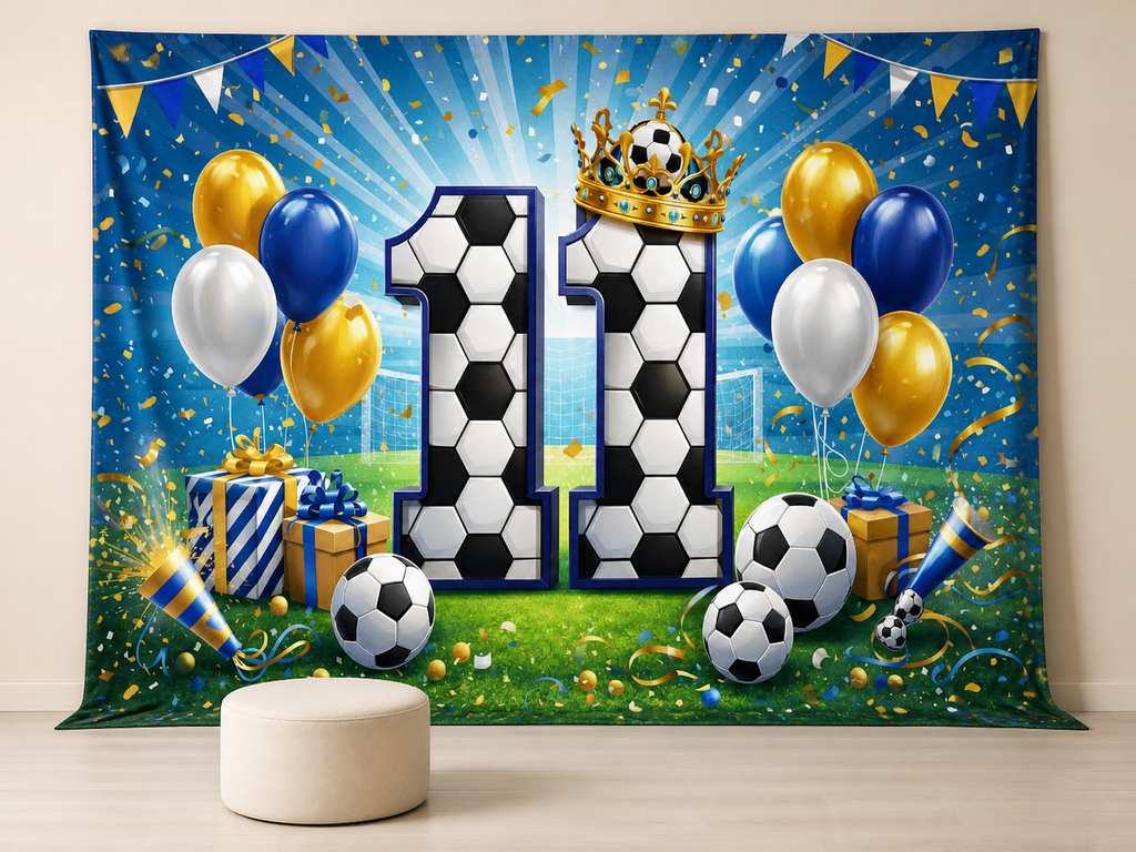 Soccer crown balloons birthday photo booth backdrop