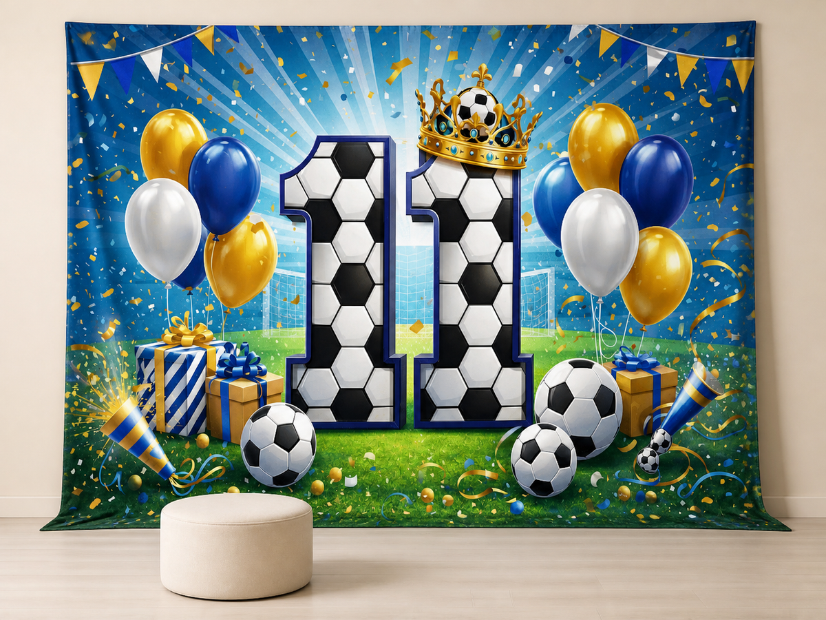 Soccer crown balloons birthday photo booth backdrop
