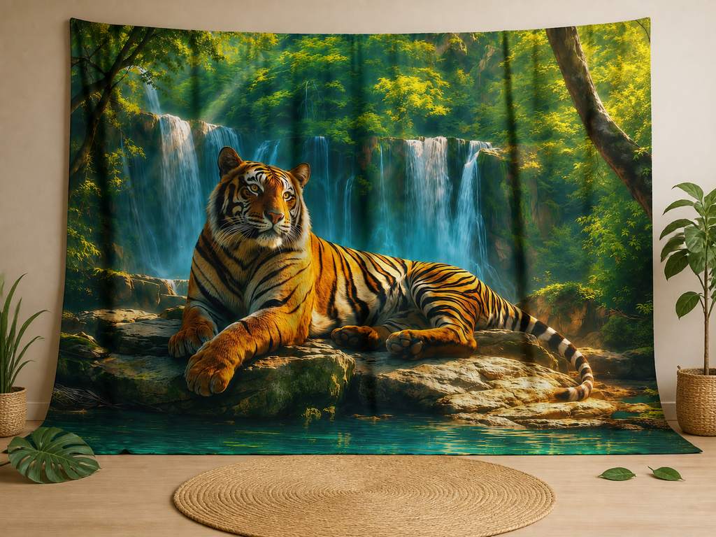 Tiger waterfall safari party backdrop