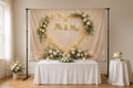 Gold Heart Mr and Mrs Floral Backdrop lifestyle scene 1