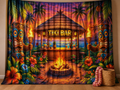 Tiki Bar tropical sunset fabric photography backdrop scene 1