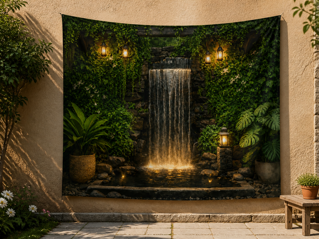 Lantern Garden Waterfall Backdrop garden application scene