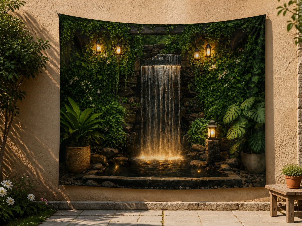 Lantern Garden Waterfall Backdrop garden application scene