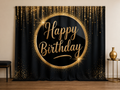 Black gold glitter Happy Birthday photography backdrop in an elegant portrait scene