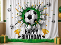 Soccer Trophy Happy Birthday fabric photography backdrop scene 1