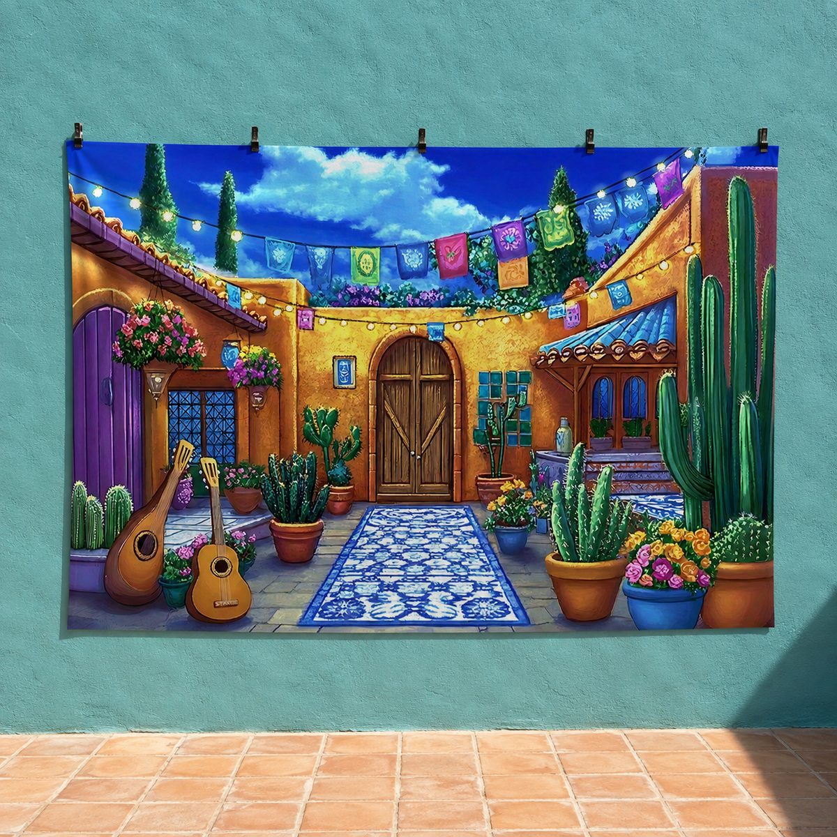FJ26062948 flat printed polyester backdrop, temporary outdoor wall display; accessories not included