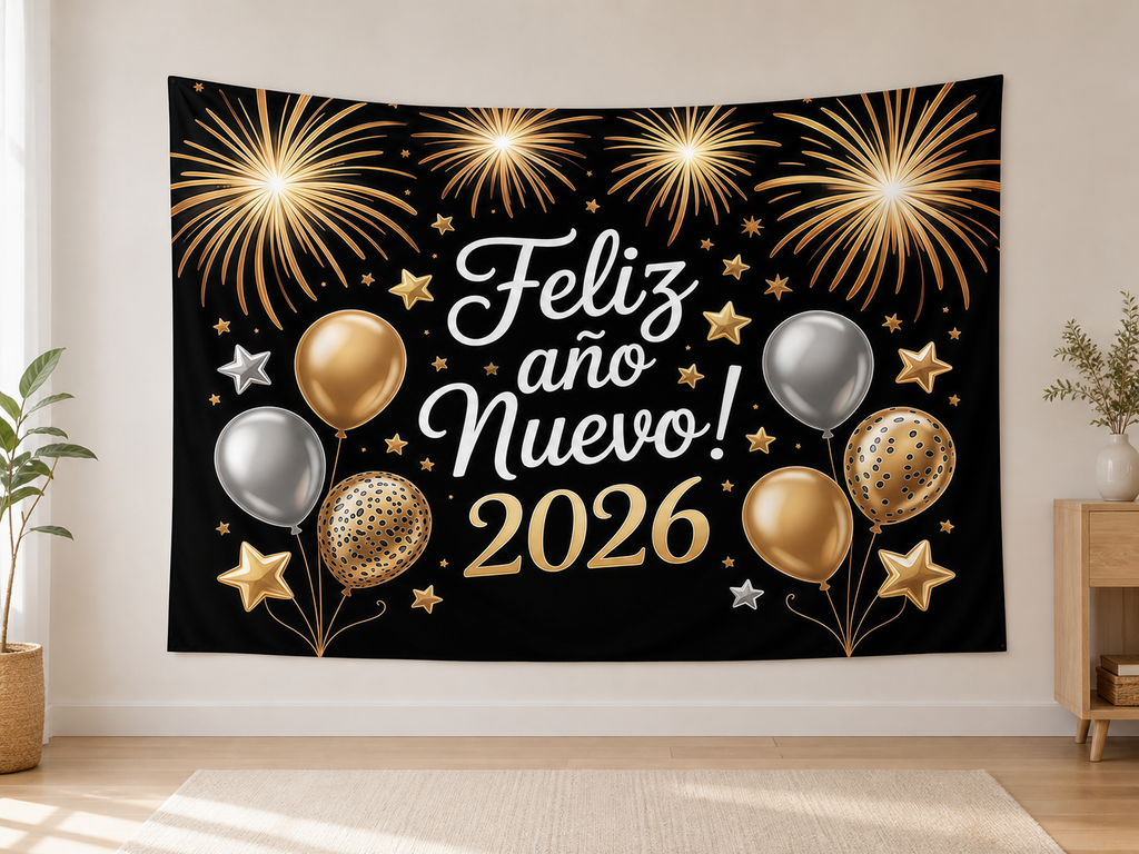 Spanish 2026 New Year Backdrop indoor application scene