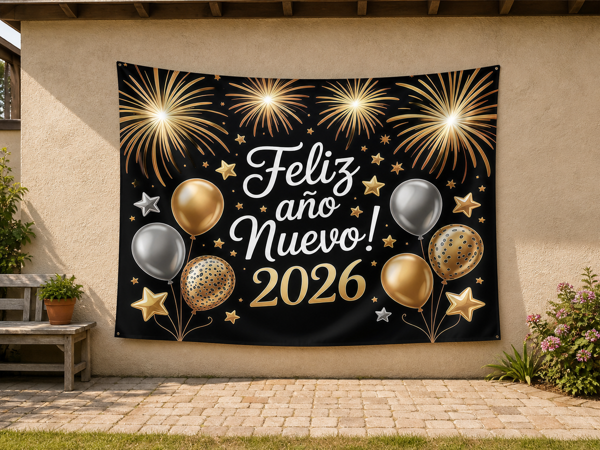 Spanish 2026 New Year Backdrop garden application scene