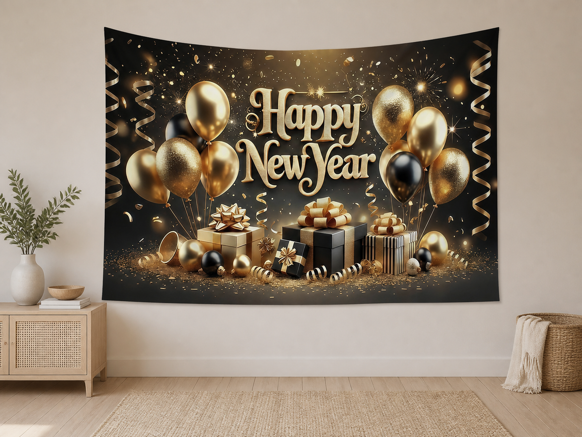Gold Balloon Happy New Year Backdrop application scene 2