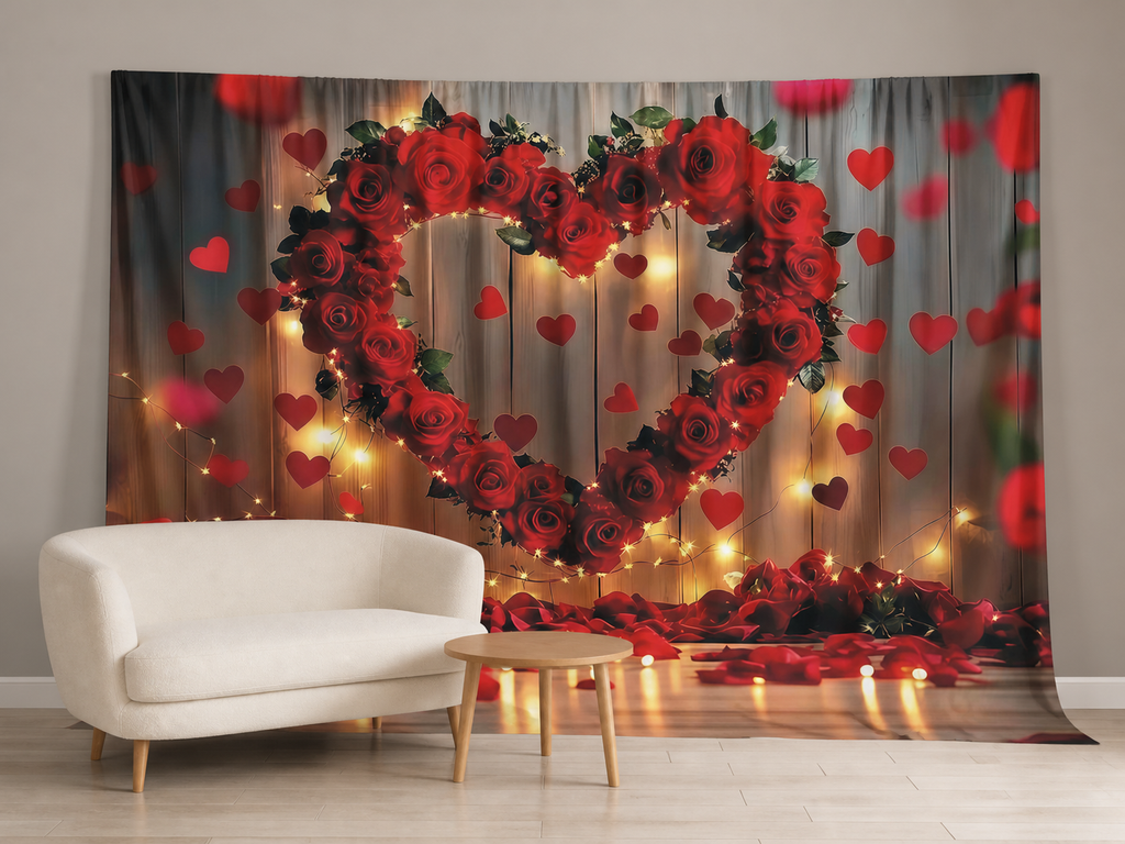 Valentine rose heart photography backdrop for engagement portraits