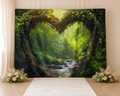 Heart Tree Forest Stream Wedding Backdrop ceremony