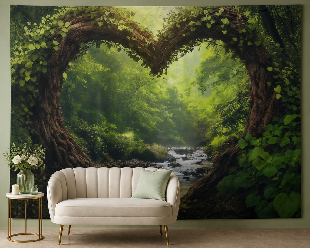 Heart Tree Forest Stream Wedding Backdrop portrait lounge