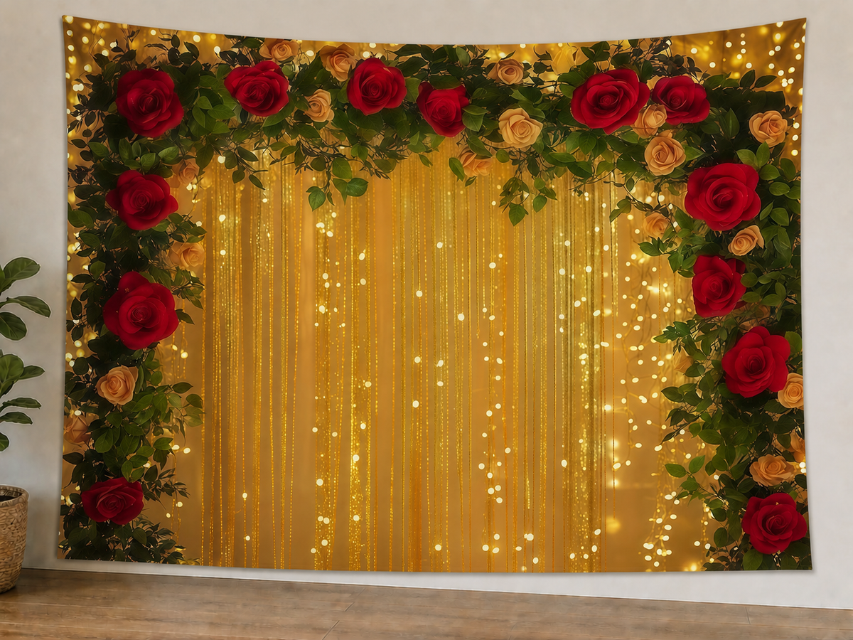 Red Rose Wedding Light Backdrop styled scene 1