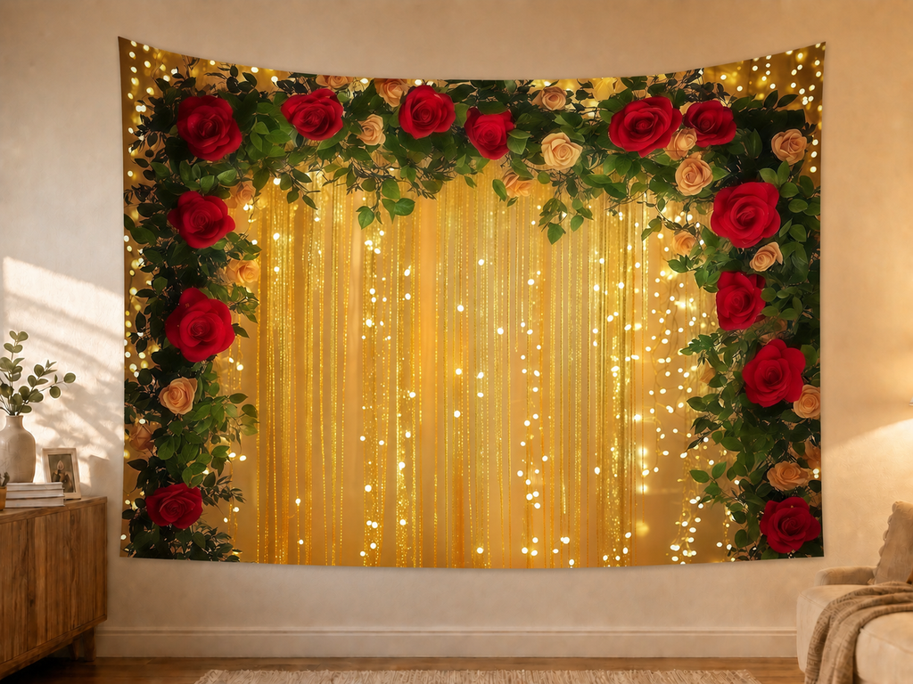 Red Rose Wedding Light Backdrop styled scene 2